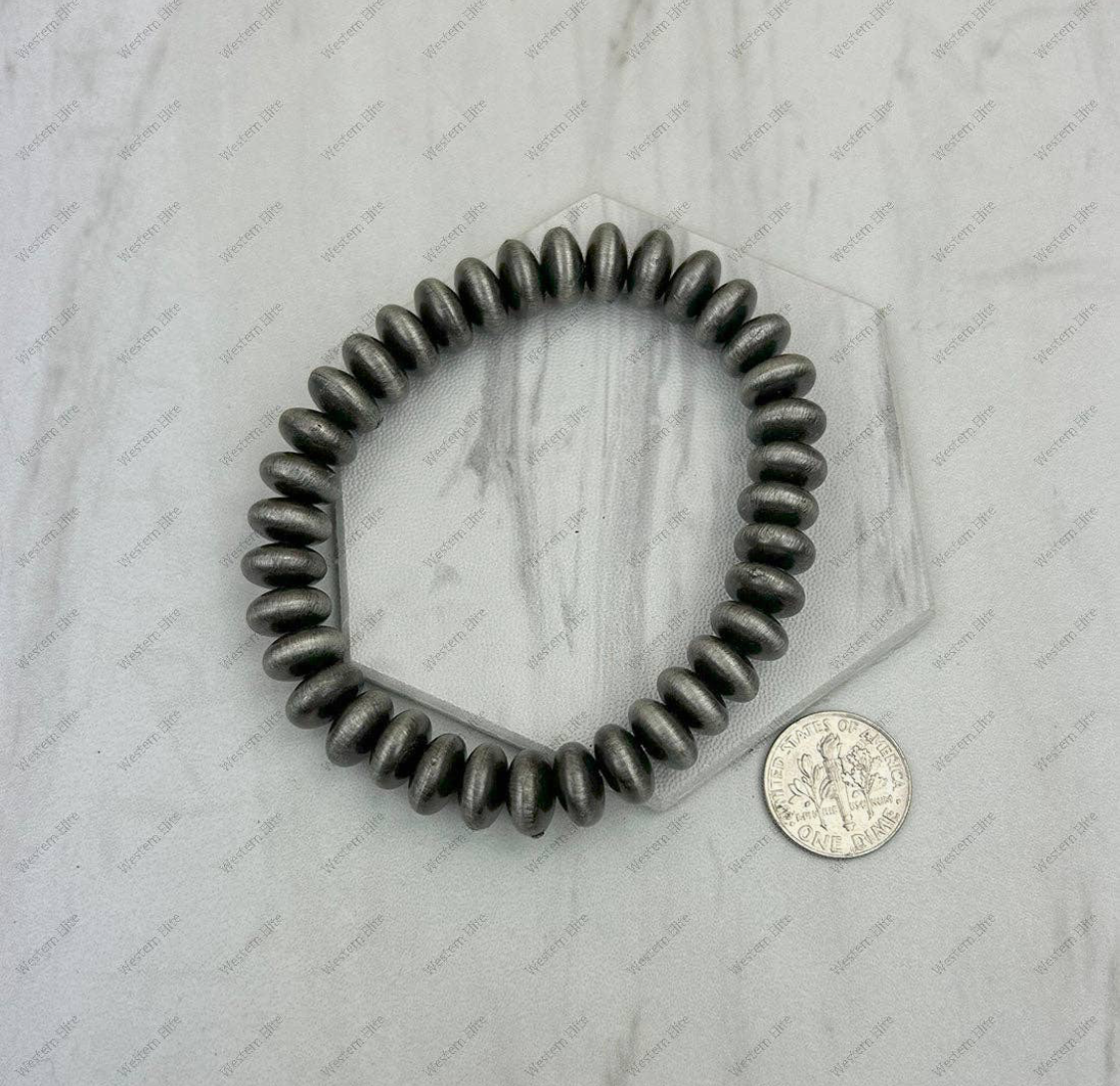 18-10 mm Stretch Silver Navajo Pearl Beads Bracelet