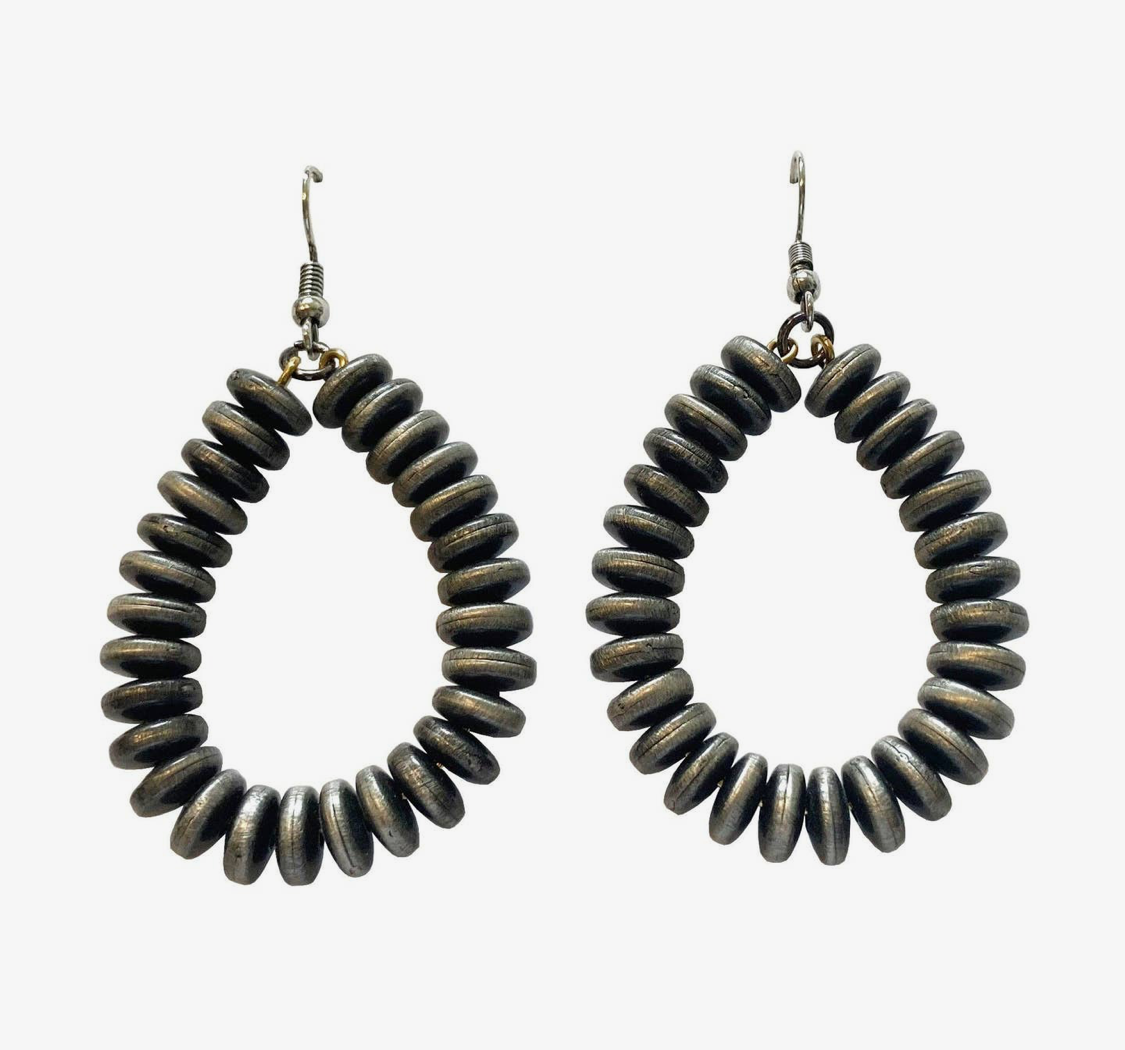 Bead Earrings-Silver