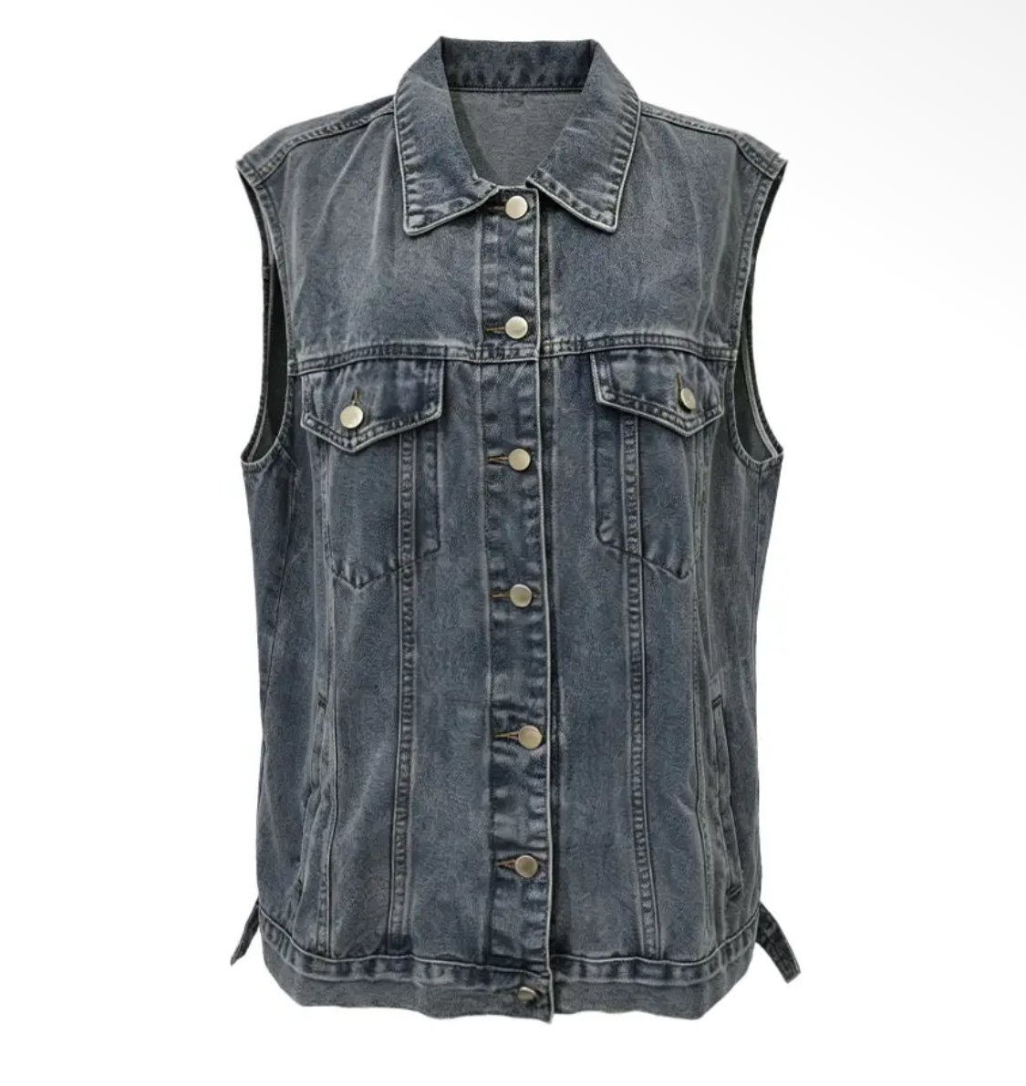 Denim Vest Sleeveless Button Down Waistcoat Jean Jacket