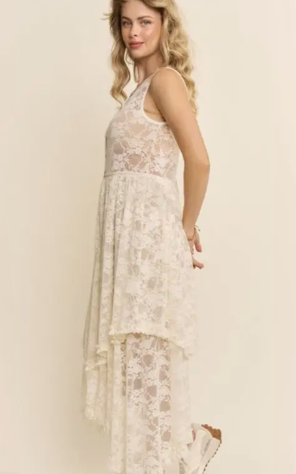 Sheer Lace Layered Duster with Button Front