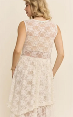 Sheer Lace Layered Duster with Button Front