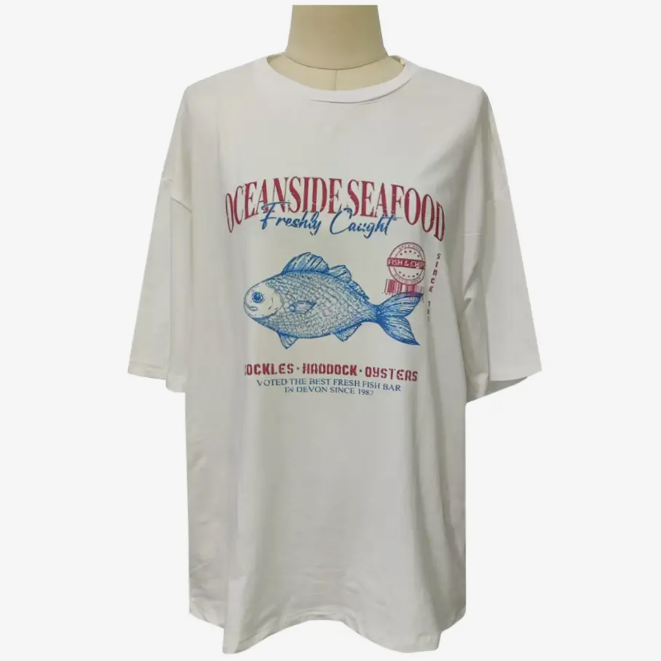 Slouchy Freshly Caught Seafood Graphic Tee