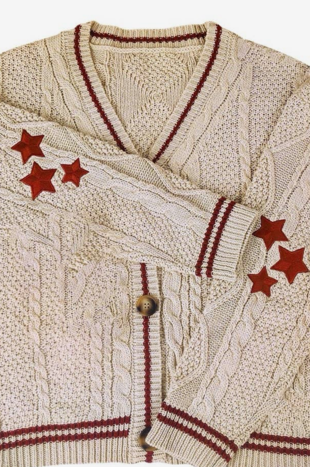 Star Sweater Cardigan-taupe
