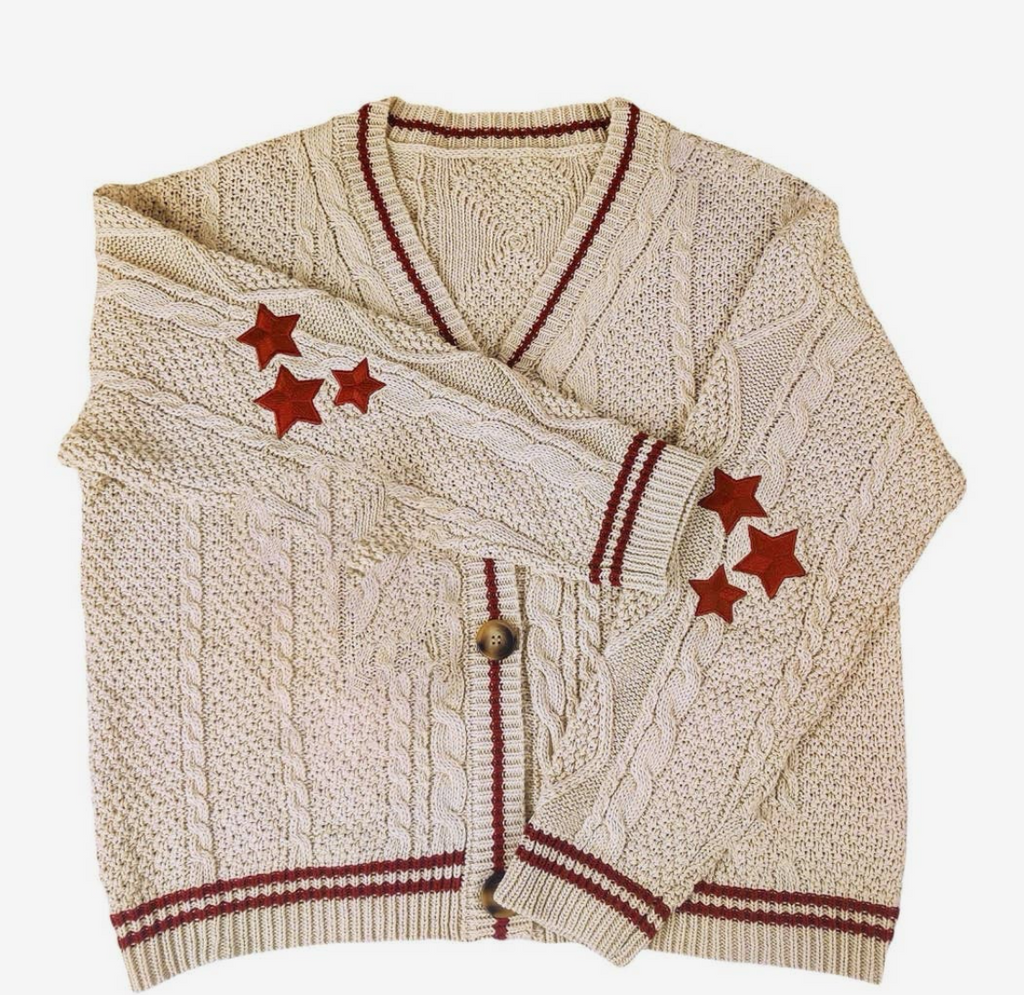 Star Sweater Cardigan-taupe
