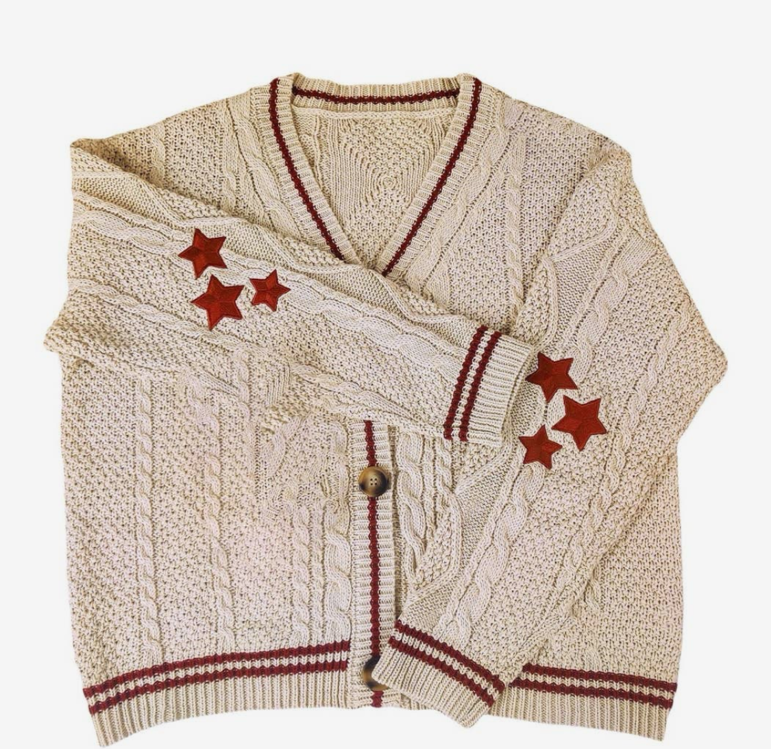 Star Sweater Cardigan-taupe