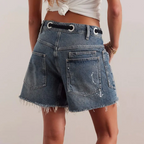 Street Style Drawstring Pocket Denim Casual Shorts