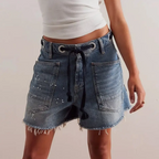 Street Style Drawstring Pocket Denim Casual Shorts