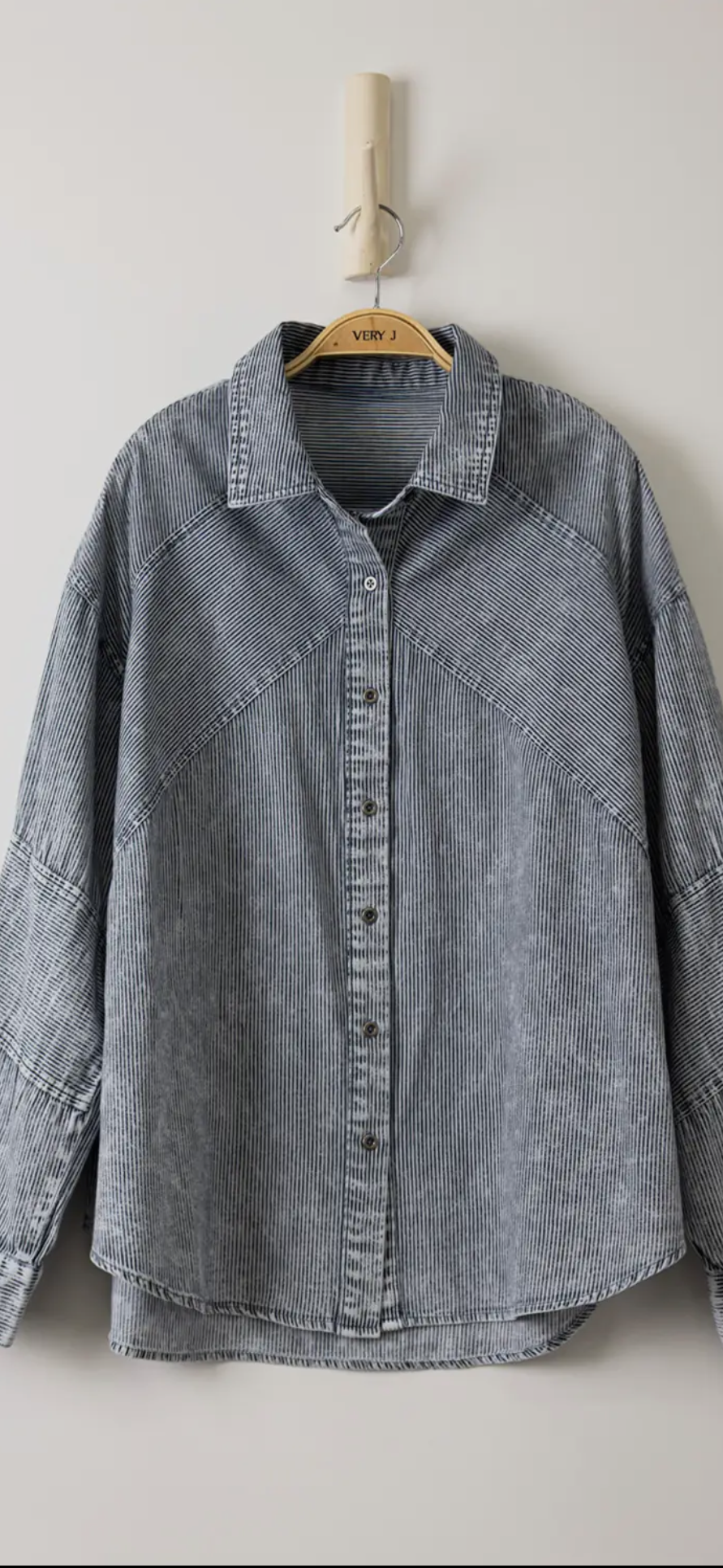 Mineral Washed Chambray Button Down Shirt