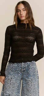 Striped Lace Mesh Top