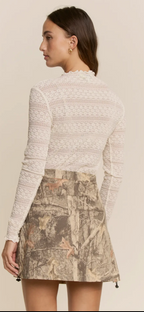 Striped Lace Mesh Top