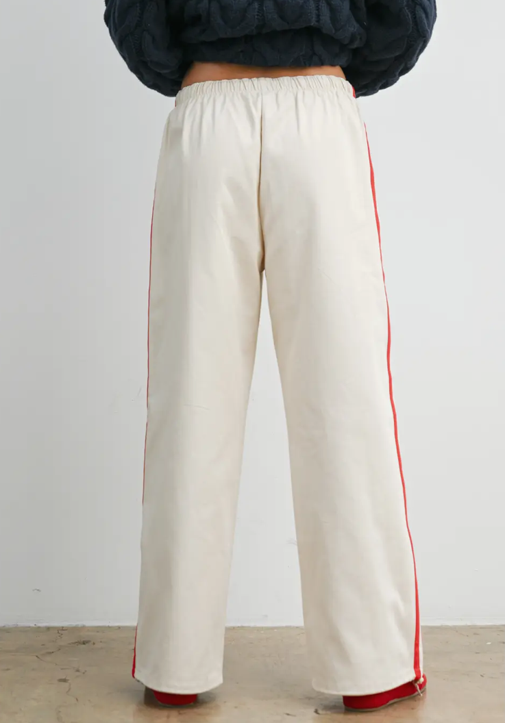 Striped Wide Leg Drawstring Track Pants