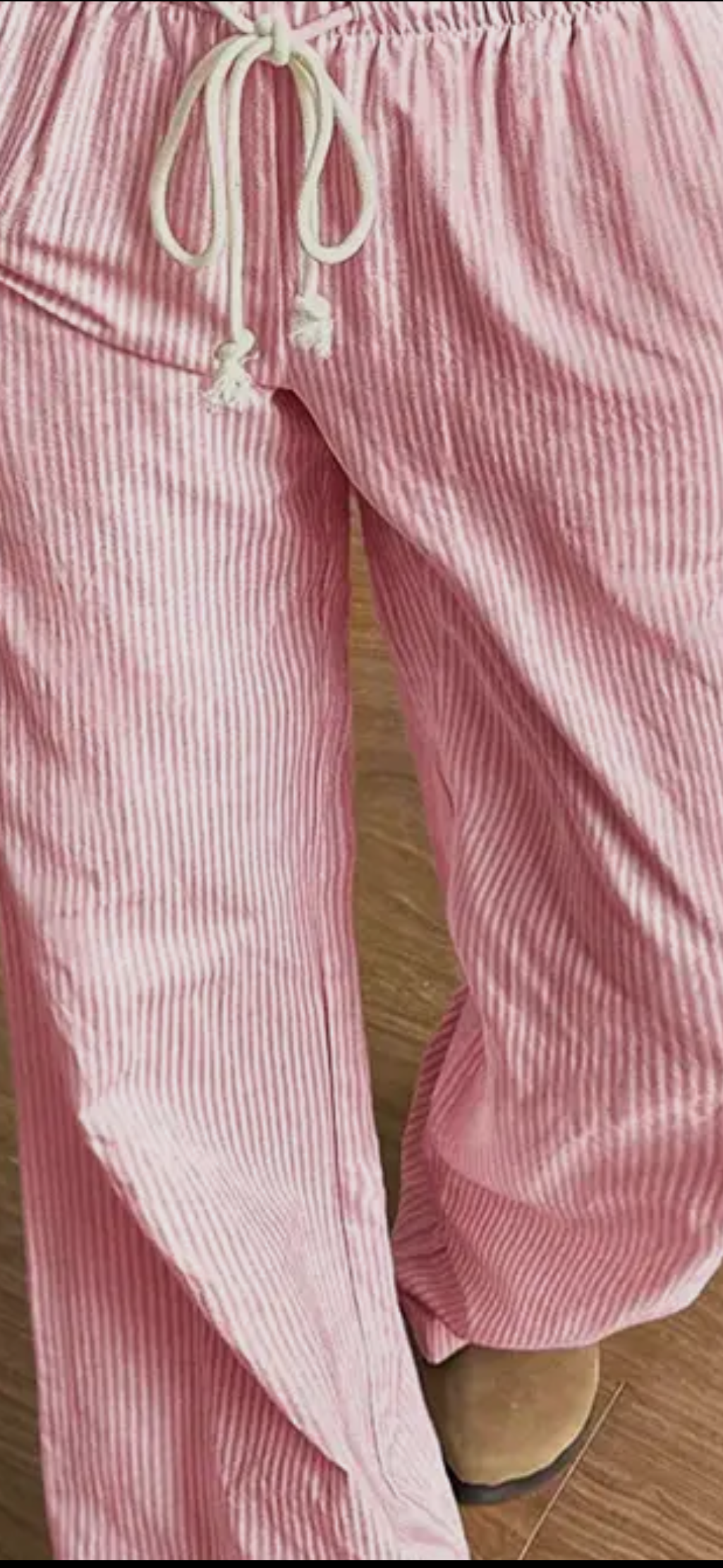 Striped Elastic Waist Loose-Fit Pants