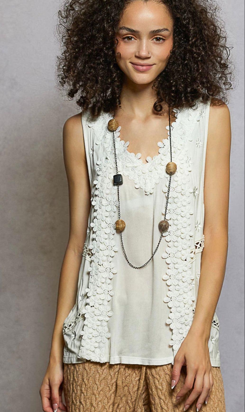 V-Neck Tank Top Lace Crochet