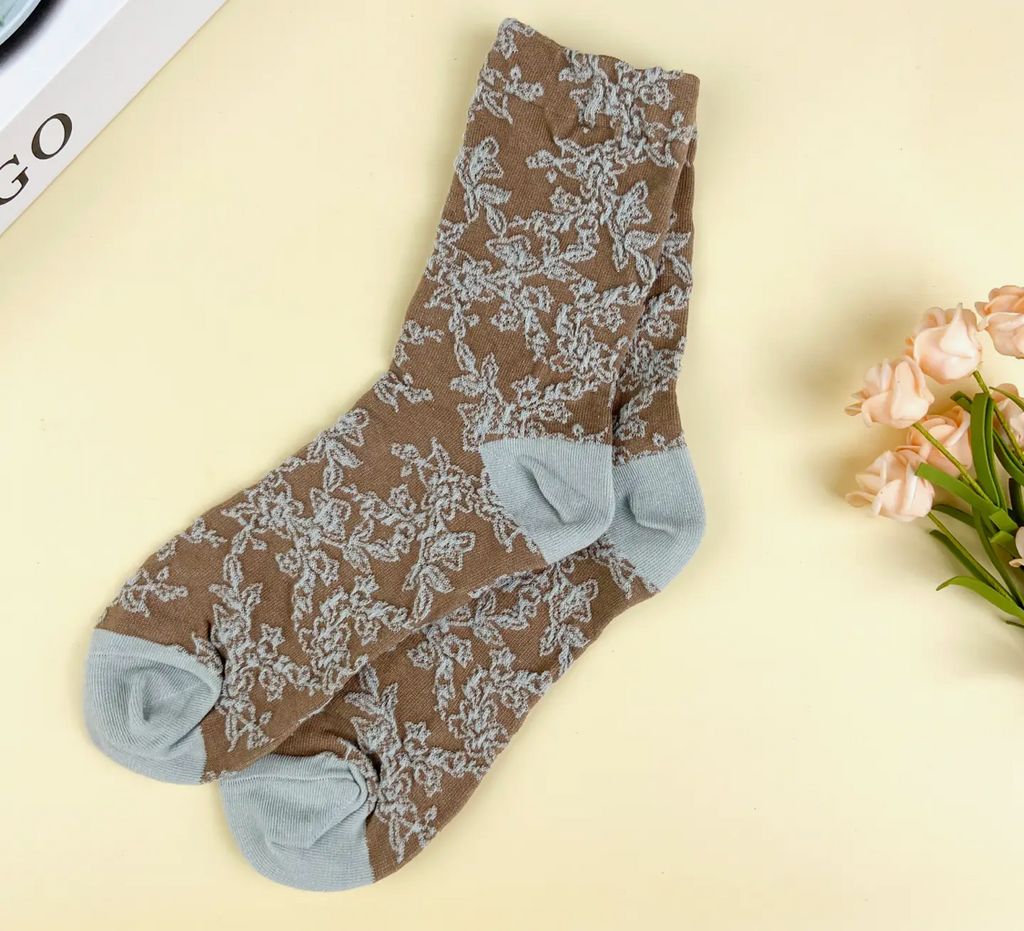 H T Socks Tan and Silver