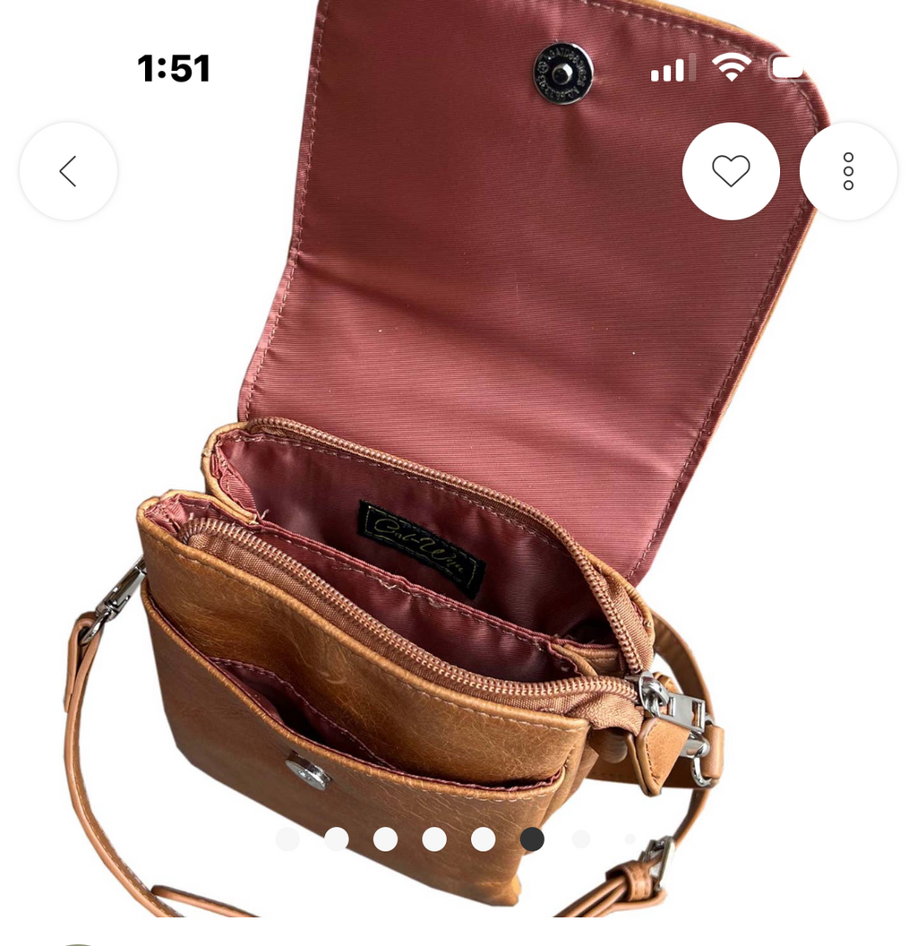 Cowhide Leather Small Crossbody for Phone-light brown