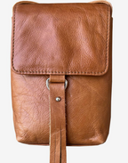 Cowhide Leather Small Crossbody for Phone-light brown