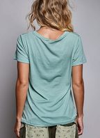 Signature Jersey Stone Washed V Neck Top-teal-sage