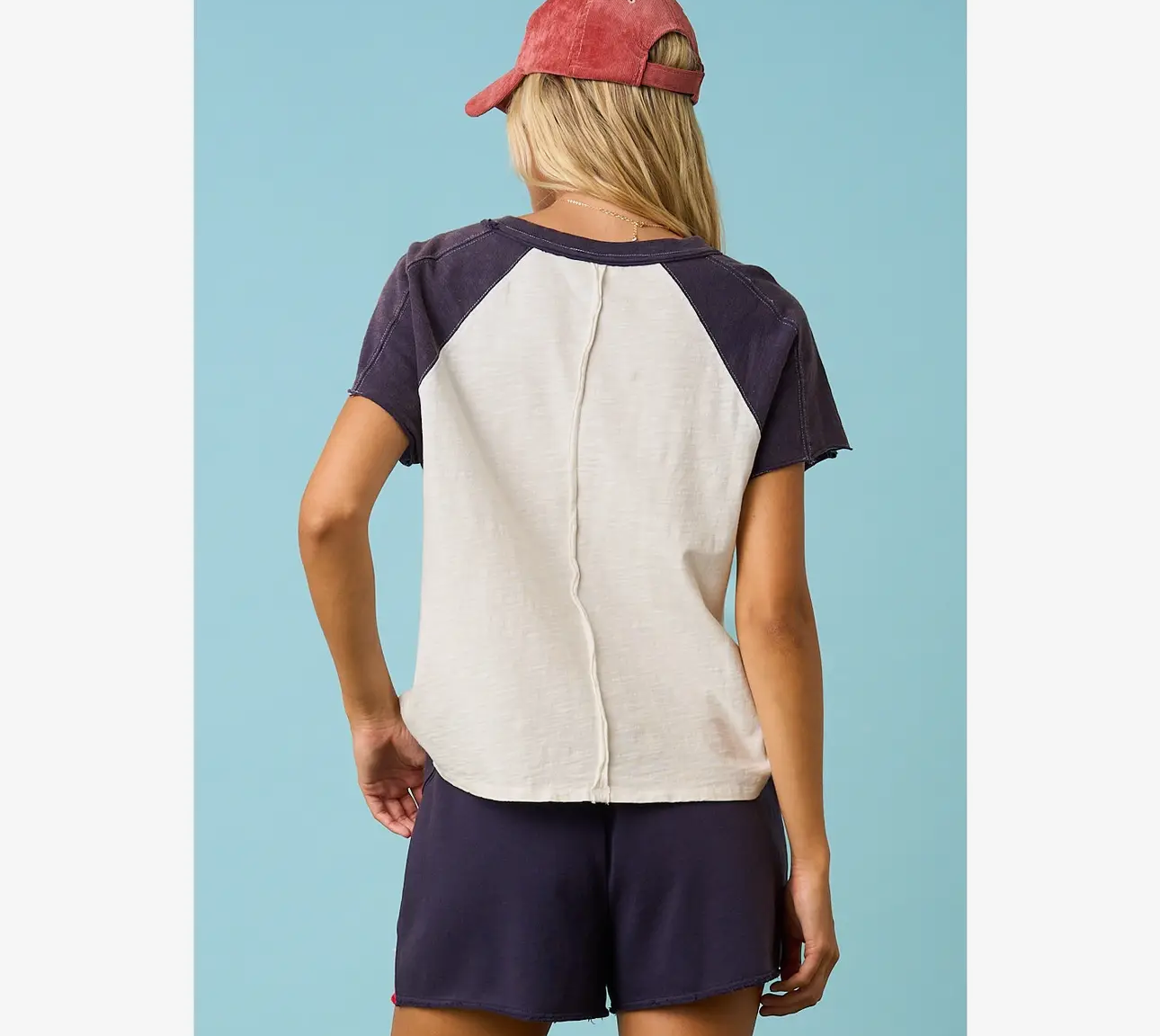 Team USA Patchwork Raglan Short Sleeve Top