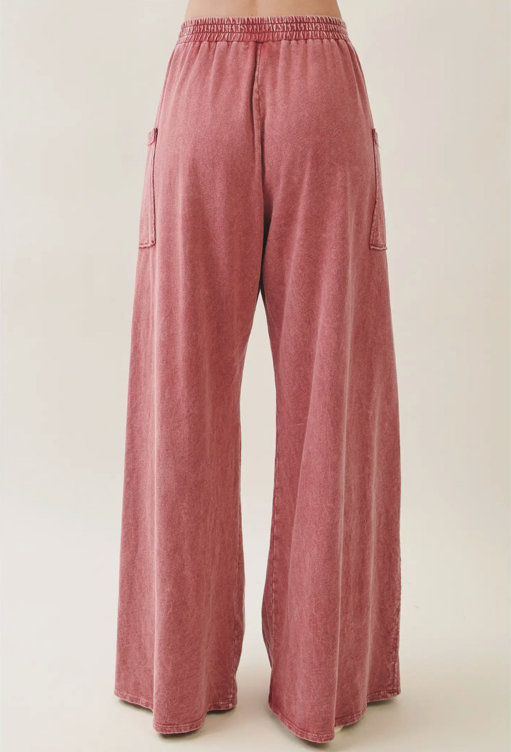 Mineral Washed Flare Terry Pants-terracotta