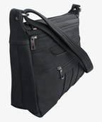 Top Grain Cowhide Leather Crossbody Shoulder Bag-Black