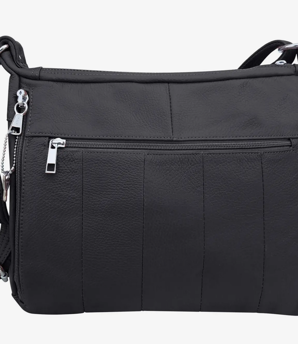 Top Grain Cowhide Leather Crossbody Shoulder Bag-Black