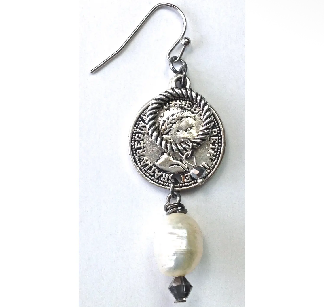 Coin & Ring w/Pearl Drop