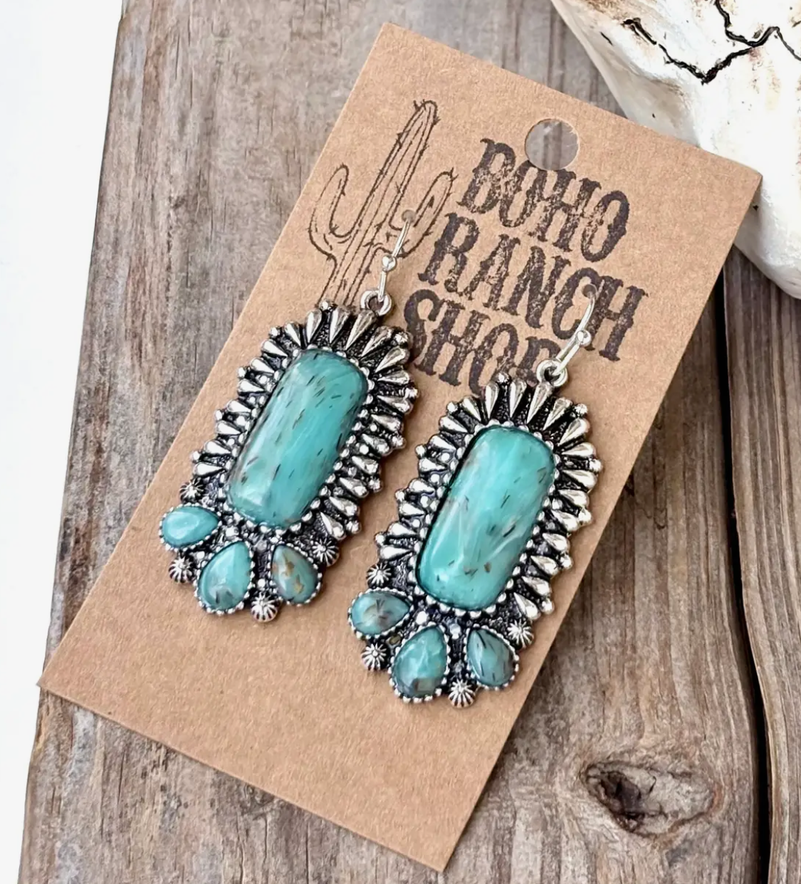 Western Style Turquoise Stone Dangle Earrings