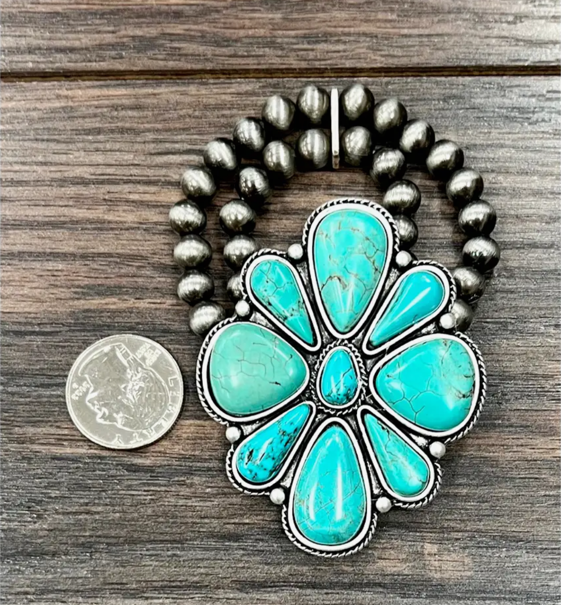 Very Big Western Turquoise Stretch Bracelet