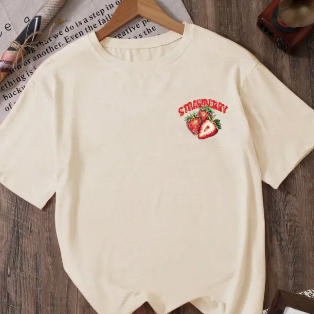 Vintage Strawberry Shirt Retro Graphic Cotton Tee
