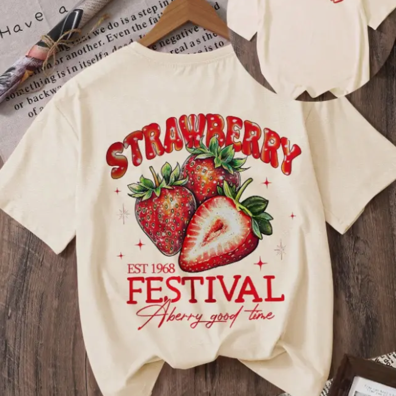 Vintage Strawberry Shirt Retro Graphic Cotton Tee