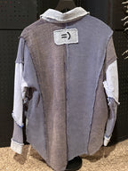 Washed Mix Fabric Loose Fit Shirt Blue