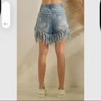 Washed Frayed Hem Denim Shorts