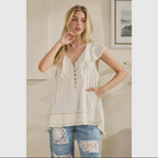 Washed Ruffle Collar Tencel Sleeveless Top