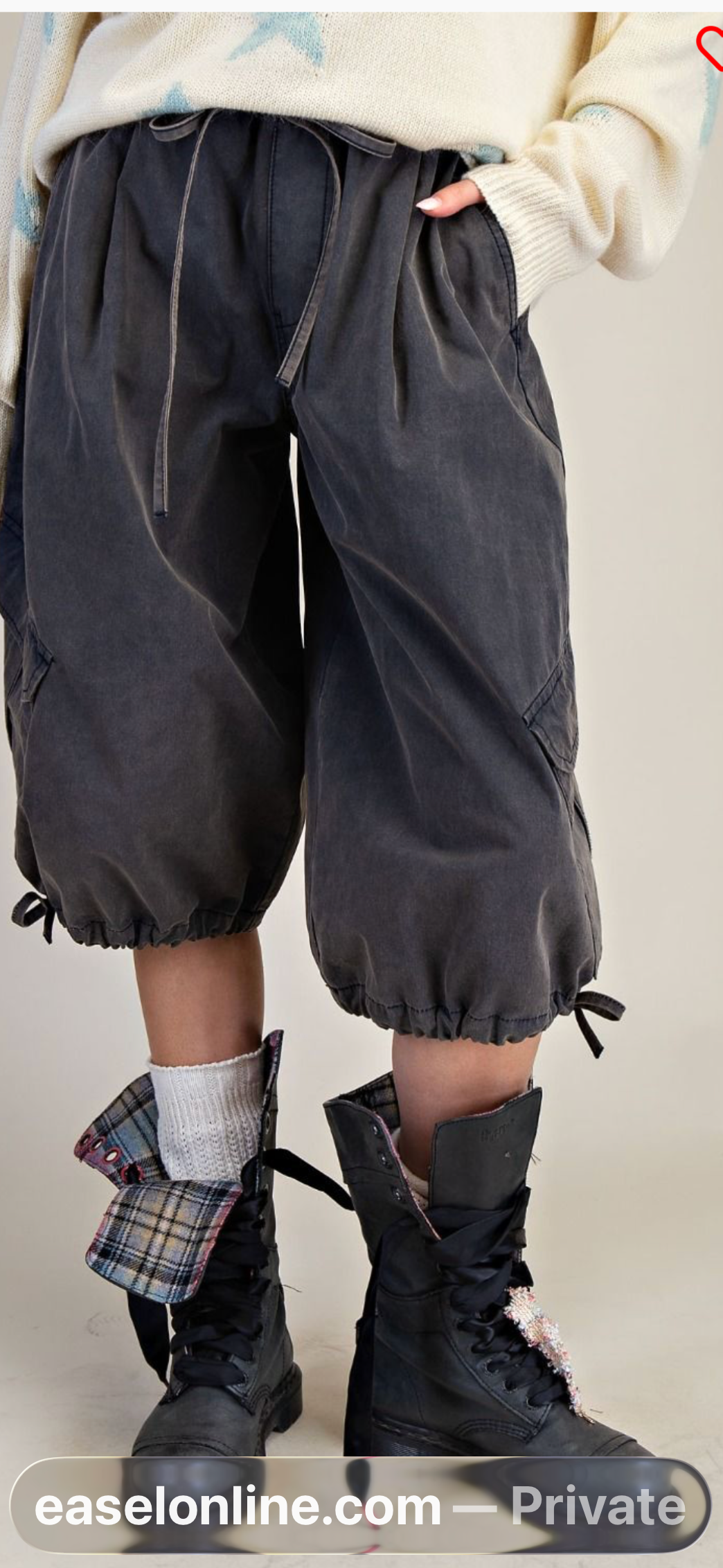 Washed Twill Cargo Shorts-black