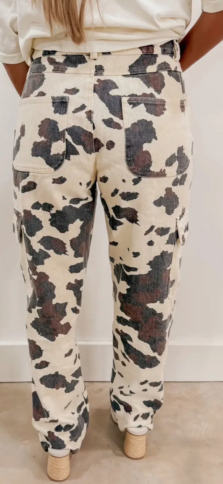 Western Apparel Cow Spots Printed Multi Pocketed Jeans