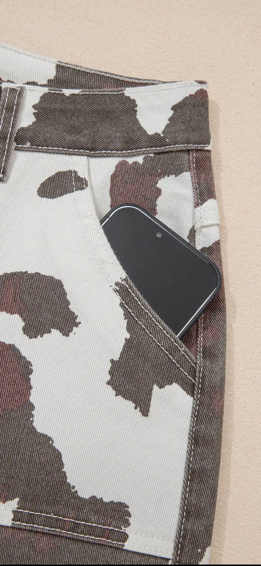 Western Apparel Cow Spots Printed Multi Pocketed Jeans