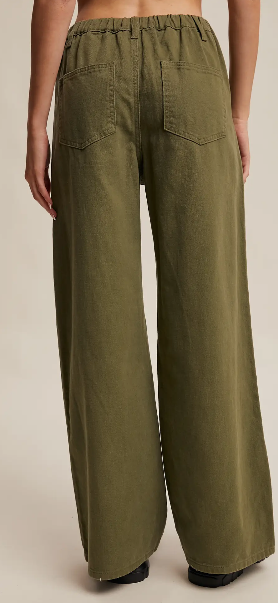 Wide-Leg Colored Denim Pants olive